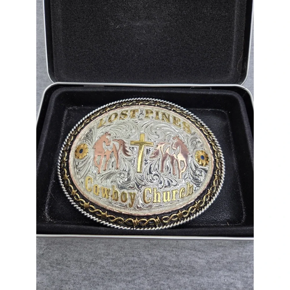 Lone Star Silversmith Lost Pines Cowboy Church Rodeo Belt Buckle